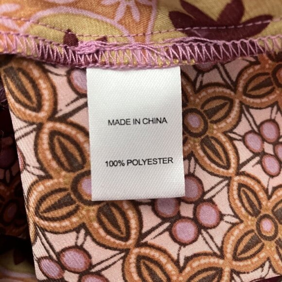 DREW Anthropologie Floral Faux Patchwork Puff Sleeve Button-down Shirt Blouse L - Picture 5 of 6